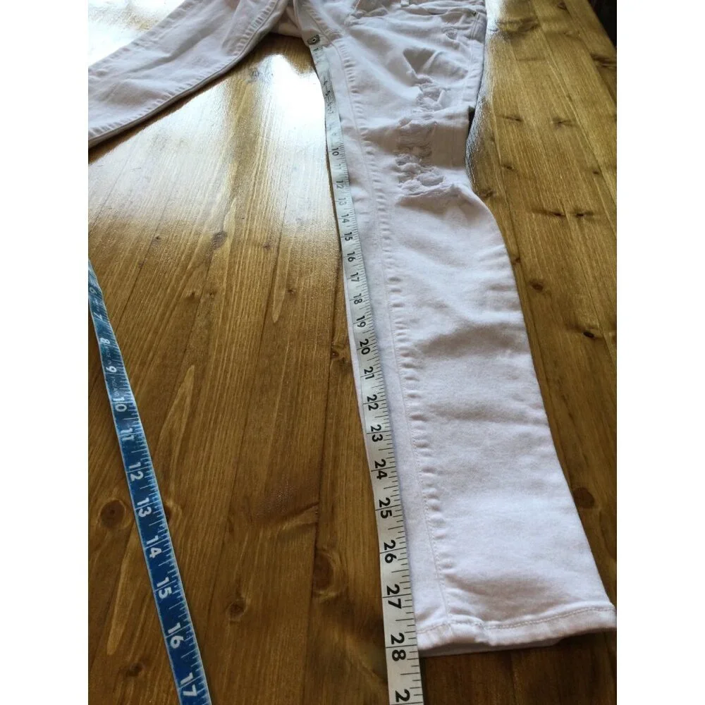 Frame Le Skinny De Jeanne White Distressed Denim Jeans Size 26